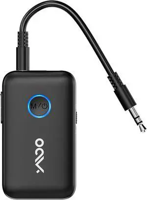 [Bluetooth Transmitter & Receiver] YMOO Bluetooth 5.3 Audio Adapter for TV/Airplane/Bluetooth Headphones/Speaker, 3.5mm Jack Aux HiFi Stereo, Dual Link AptX Adaptive, Low Latency for Flight, Travel