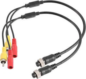 2pcs Car Camera Adapter 4 Pin to RCA Adapter M12 4-Pin Female to RCA AV Male DC Female Connector Wire Monitor Video Adapter