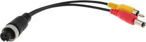 4 Pin Female to RCA Male Adapter 20cm/7.87 M12 4 Pin Female Aviation Head to RCA Male and DC Male Connector Cable for Car Camera