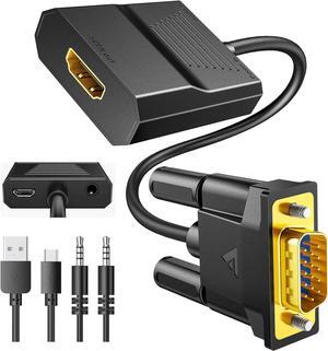 VGA to HDMI Adapter Converter with Audio PC VGA Source Output to TV/Monitor with HDMI Connector 1080P Male VGA to Female HDMI Adaptador for Desktop Laptop Projector to Monitor HDTV 1.5FT