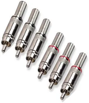 jing RCA Male Plug ScrewsRCA Connector Solder Soldering Audio Video in Line Jack Adapter with Spring Strain Relief Connector (6 Pcs)