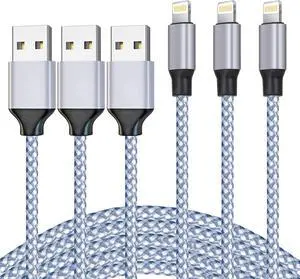 iPhone Charger 3pack 6ft [MFi Certified] Best New Nylon Braided USB-A to Lightning Cable Cell Phone Fast Charger Cord Compatible with iPhone14/13/12/11Pro Max/XS/XR/X/8/7/iPad More