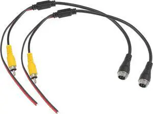 2pcs Car Camera Adapter 4 Pin to RCA Adapter M12 4-Pin Male to RCA AV Male with Trigger Wire Connector Wire Monitor Video Cable Adapter