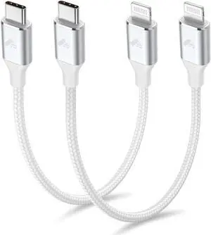 1ft 2Pack USB C to Lightning Cable Short PD USB C to iPhone Cable MFi Certified Nylon Braided Short iPhone Charger Cord Fast Charging for iPhone 14 13 12 11 Pro Max XR XS X 8 Plus SE iPad