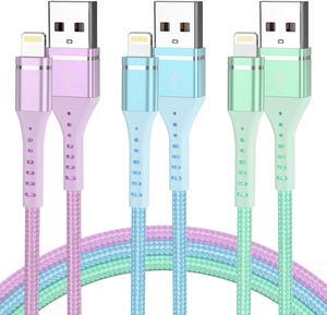 iPhone Charger [Apple MFi Certified] 3Pack 3FT Lightning Cable Fast Charging High Speed Data Sync USB Cable Compatible iPhone 14/13/12/11 Pro Max/XS MAX/XR/XS/X/8/7/Plus/6S (Multi-Color)