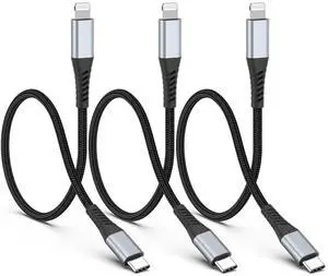 6 inch USB C to Lightning Cable Short 3Pack USB C iPhone Charger Cord Braided 0.5FT Type C to Lightning Cable PD Fast Charging for  iPhone 14 13 12 11 Pro Max Mini 10 8 7 Plus XR XS SE AirPods