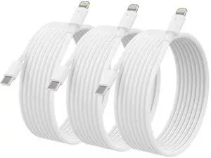 USB C to Lightning Cable 3 Pack 6FT [ MFi Certified] iPhone Fast Charger Fast Charging Type c to Lightning Cable for iPhone 14 13 12 11 Pro Max Xr Xs 8 and More - White
