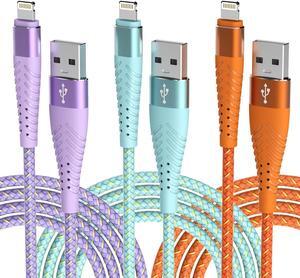 iPhone Charger Fast Charging Lightning Cable 6FT 3Pack[Apple MFi Certified] Long iPhone Charger Cord Nylon Braided USB Cable Compatible with iPhone 14/13/12 Pro Max/12Pro/11