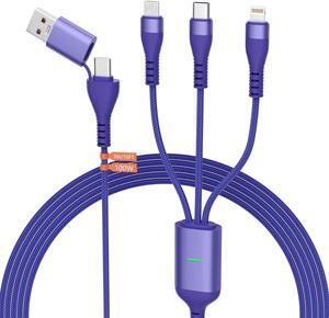 100W USB C to Multi Charging Cable - 10FT USB A/USB C to Lightning/Type C/Micro 3 in 1 Nylon Universal Fast Charging Cord for iPhone 15  Laptop iPad Tablet Android USB-C Sync Data