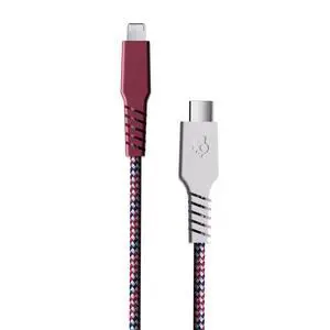 Skullcandy Line+ Braided Charging Cable, USB-C to Lightning - White/Crimson