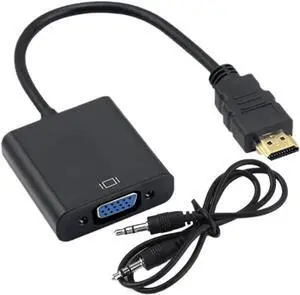 HDMI to VGA with 3.5mm Audio Cable Gold-Plated HDMI to VGA Adapter Compatible for Computer Desktop Laptop PC Monitor Projector HDTV Chromebook Raspberry Pi  Xbox and More - Black