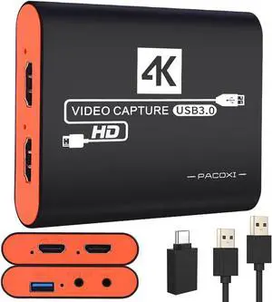HDMI USB3.0 Capture Card with 4K Pass-Through,1080P 60FPS Audio Video USB-C Capture Card for Windows/Mac Twitch/YouTube/Tiktok Game Live Streaming and Recording for Nintendo Switch,PS5/PS4,Xbox,DSLR HDMI USB3.0 Capture Card with 4K Pass-Through,1080P 60FPS Audio Video USB-C Capture Card for Windows/Mac Twitch/YouTube/Tiktok Game Live Streaming and Recording for Nintendo Switch,PS5/PS4,Xbox,DSLR