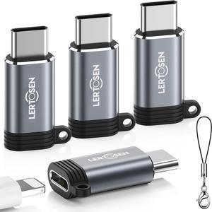 Lightning Female to USB C Male Adapter (4 Pack) Type C Charger Converter Cord Cable for iPhone 15/15 Pro/15 Pro Max/15 Plus iPad Air  Support Charging & Data Transfer Not for Audio/OTG