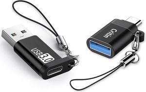USB C to USB Adapter and USB to USB C Adapter 2-Pack USB 3.0 5G BPS Data sync OTG Adapter with Lanyard Compatible with Mobile Phones Tablets iPad AirPods iWatch Keyboard and Mouse etc.