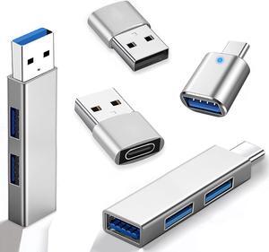 5 PCS USB C to USB Adapter USB 3.0 Hub/Type C to USB Adapter/USB A to USB-C Adapter/USB C Female to USB Male Adapter/USB Hub Splitter Extension OTG Adapter for iPhone Samsung PC Xiaomi Huawei etc.