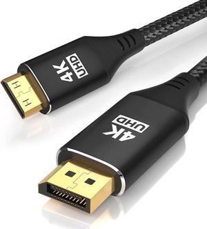 4K DisplayPort to Mini HDMI Cable 6FT DP to Mini HDMI Male Video UHD 1440P/2K@120Hz 4K@30 Nylon DP to Mini HDMI Uni-Directional Cord for  Desktop AMD NVIDIA  HP ThinkPad