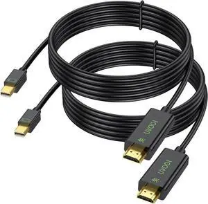 Mini DisplayPort to HDMI Cable 4K 10 Feet (2-Pack), Mini DP to HDMI Cable Cord (Thunderbolt Compatible with MacBook Air/Pro, Surface Pro/Dock) for HDTV, Projector, Monitor Mini DisplayPort to HDMI Cable 4K 10 Feet (2-Pack), Mini DP to HDMI Cable Cord (Thunderbolt Compatible with MacBook Air/Pro, Surface Pro/Dock) for HDTV, Projector, Monitor