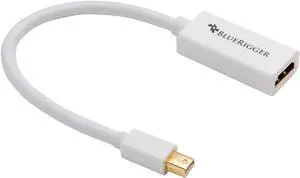 BlueRigger Mini DisplayPort to HDMI Female Adaptor Cable ((Mini DP/Thunderbolt to HDMI Cable) - Compatibe with MacBook Pro/Air - with HD Audio