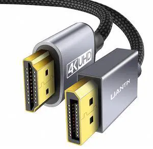 4K DisplayPort to HDMI Cable 6Ft | 1080P@120Hz 1440P/2K@60Hz Uni-Directional DP to HDMI Male Braided Cord Display Port to HDMI Cable for Desktop   ThinkPad HP AMD NVIDIA