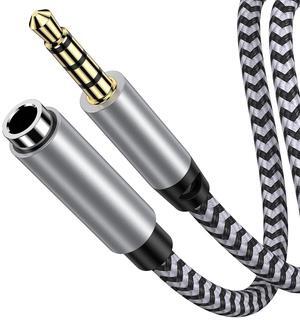 Headphone Extension Cable 6FT 3.5mm Male to Female Stereo Audio Extension Cable with Microphone Nylon Braided Aux Adapter Extender Cord for Headset iPhone iPad Smartphones Tablets Media Players