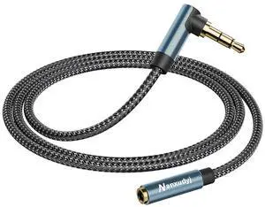 3.5mm Headphone Extension Cable 6FT Right Angle 3.5mm Male to Female Stereo Audio Extension Cable/90 Degree Right Angle Aux Cable for Smartphones Tablets Media Players