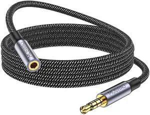 10FT/3Meter Long 3.5mm Extension TRRS 4-Pole Headphone Cable Male to Female Audio Cable Nylon Braided Compatible for Home/Car Stereos Smartphones Headphones Tablets Media Players and More