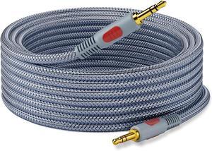 3.5mm Aux Audio Cable 30 ft AUX Cord Braid 3.5mm to 3.5 mm Stereo Audio Cable 1/8 Shielded AUX Headphone Cable Extension Male to Male Outdoor Auxillary Stereo Audio Cable Cord