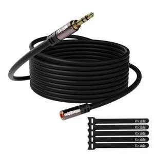 3.5mm Extension Cable 50 Feet Long Male to Female Auxiliary Audio Stereo Cable Headphone Extension Cord Hi-Fi Sound Gold Plated Connectors OFC Core Black (with 5 pcs Cable Ties) - 50ft 3.5mm Extension Cable 50 Feet Long Male to Female Auxiliary Audio Stereo Cable Headphone Extension Cord Hi-Fi Sound Gold Plated Connectors OFC Core Black (with 5 pcs Cable Ties) - 50ft