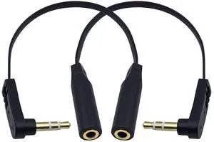 3.5mm Headphone Extension Cable 2-Pack 3.5mm Aux Extension Cable Flat Right Angle 1/8 inch Male to Female Audio Stereo Short Cable for Phones Speakers PS4 Headset & More 6.8inch