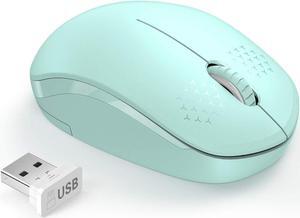 Wireless Mouse 2.4G Noiseless Mouse with USB Receiver - Portable Computer Mice for PC Tablet Laptop with Windows System - Mint Green