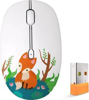 Fox Cute Wireless Mouse Silent Dual Mode Bluetooth Mice for Laptop iPad Comupter Tablet with USB Receiver(Fox) Fox Cute Wireless Mouse Silent Dual Mode Bluetooth Mice for Laptop iPad Comupter Tablet with USB Receiver(Fox)
