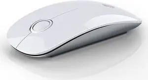 Bluetooth Wireless Mouse - (BT5.1+USB) Slim Dual Mode Computer Mice with Quiet Click Low Power and 1600 DPI Portable Cordless for MacBook Laptop iPad Pro/Air Chromebook (White)