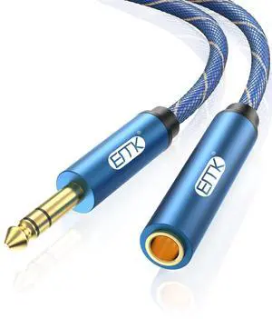1/4 inch Extension Cable 6.35mm 1/4 inch Male to Female Stereo Headphone Guitar Extension Cable Cord Gold Plated Quarter inch Headphone Extension Cable (6.6FT/2M)