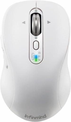 Wireless Bluetooth Mouse with 4 Way Scrolling, Rechargeable, 4 Level 3200 DPI, Quiet Click, 3 Devices Mice for Windows,Linux,Mac OS,iOS,Android (White)