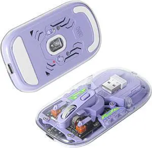 Transparent Wireless Mouse 3 Mode(BT5.1/BT5.1/2.4G) Bluetooth Mouse Silent Rechargeable Silm Portable Mouse for Laptop PC MacBook Chromebook iPad Tablet (Purple-Blue) Transparent Wireless Mouse 3 Mode(BT5.1/BT5.1/2.4G) Bluetooth Mouse Silent Rechargeable Silm Portable Mouse for Laptop PC MacBook Chromebook iPad Tablet (Purple-Blue)