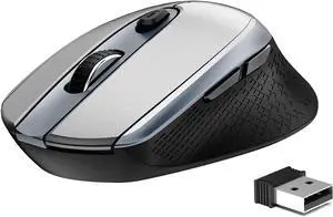 Silent Wireless Computer Mouse 1600 DPI Optical Tracking Cordless Mice with Mini USB Receiver for Laptops Desktops PC ChromeBook Galaxy Book Vivobook IdeaPad etc.- Grey Silent Wireless Computer Mouse 1600 DPI Optical Tracking Cordless Mice with Mini USB Receiver for Laptops Desktops PC ChromeBook Galaxy Book Vivobook IdeaPad etc.- Grey
