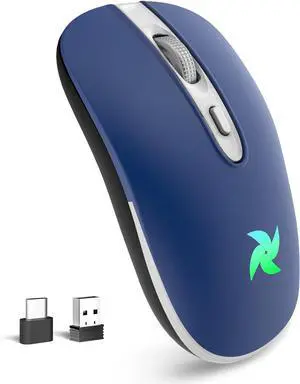 Wireless Mouse Rechargeable Mouse 2.4G Portable Slim Silent Mouse with USB Receiver and Type C Adapter 3 Adjustable DPI Levels 1600/1200/800 for Laptop/Tablet/Computer (Blue) Wireless Mouse Rechargeable Mouse 2.4G Portable Slim Silent Mouse with USB Receiver and Type C Adapter 3 Adjustable DPI Levels 1600/1200/800 for Laptop/Tablet/Computer (Blue)