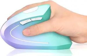 Lekvey Ergonomic Mouse, Vertical Wireless Mouse Rechargeable 2.4 GHz Optical Carpal Tunnel Mouse : 800/1200 / 1600 DPI, 6 Buttons, for Laptop, PC, Computer, Desktop, Notebook etc, Green Purple