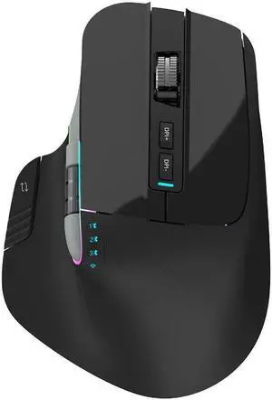 Wireless Gaming Mouse Tri-Mode 2.4Ghz/Bluetooth 5.2/Wired USB-C with Two Scroll Wheels RGB LED Backlit 4-Level DPI Rechargeable Ergonomic Optical Mice for Computer/Laptop/Office/Gamer Black Wireless Gaming Mouse Tri-Mode 2.4Ghz/Bluetooth 5.2/Wired USB-C with Two Scroll Wheels RGB LED Backlit 4-Level DPI Rechargeable Ergonomic Optical Mice for Computer/Laptop/Office/Gamer Black
