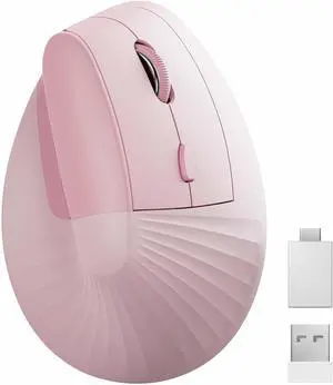 Ergonomic Vertical Mouse Wireless Type C Rechargeable Mouse with USB & Type C Adapter Silent Small Mouse for Notebook Laptop Desktop PC MacBook and All Type C Devices - Pink Ergonomic Vertical Mouse Wireless Type C Rechargeable Mouse with USB & Type C Adapter Silent Small Mouse for Notebook Laptop Desktop PC MacBook and All Type C Devices - Pink
