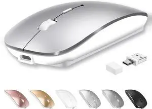 Wireless Bluetooth USB C Mouse for MacBook Air Pro/Laptop Wireless Mouse Type C Rechargeable Silent Mouse for Mac Pro/iMac/Tablet (Silver) Wireless Bluetooth USB C Mouse for MacBook Air Pro/Laptop Wireless Mouse Type C Rechargeable Silent Mouse for Mac Pro/iMac/Tablet (Silver)