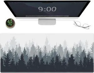 Gaming Mouse Mat Forest Background Pattern XXL XL Large Mouse Mat Long Extended Mouse Pad Desk Mat Non-Slip Rubber Mice Pads Stitched Edges Thin Pad (31.5 x 11.8 x 0.12 Inches) Tree