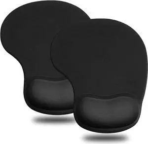 Mouse Pad 2 Pack Ergonomic Mouse Pads with Comfortable Gel Wrist Rest Support and Lycra Cloth Non-Slip PU Base for Easy Typing Pain Relief Durable and Easy to Clean Small Black