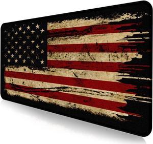 Large Extended Gaming Mouse Pad with Stitched Edges Non-Slip Waterproof Rubber Base Mouse Pad for Office Computer Keyboard Laptop and Home Desk Pad 35.4 x 15.7 x 0.12 Inch (American Antique Flag)