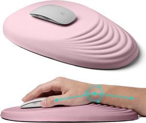 Ergonomic Mouse Pad with Wrist Rest Support Mousepad Relief Carpal Tunnel Pain Entire Memory Foam Mouse Pad with Non-Slip PU Base Wireless Mouse Pad Pink