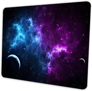 Galaxy Mouse Pad 9.5x7.9 inch Blue Purple Nebula Space Design Non-Slip Rubber Base Washable Office Computer Pad for Desktop Laptop Sci-Fi Gamer Decor