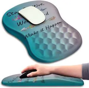 Mouse Pad Wrist Support Ergonomic Mouse Pad with Massage Dot Comfortable Computer Mouse Pad for Laptop Wrist Rest Pain Relief Mousepad with Non-Slip PU Base for Office & Home 12 x 8 in
