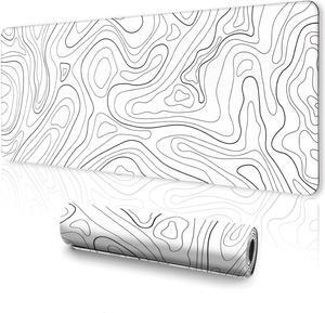 White Mouse Pad Topographic Mouse Pad Large Gaming Mouse Pad XL Mousepad Keyboard and Mouse Pad Desk Mat 31.5 x 11.8 in Minimalist Contour for Office