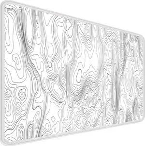 Premium XXL Gaming Mouse Pad - Unmatched Performance 35.4x15.8 Inches White Topographic Contour Design for Gaming and Office
