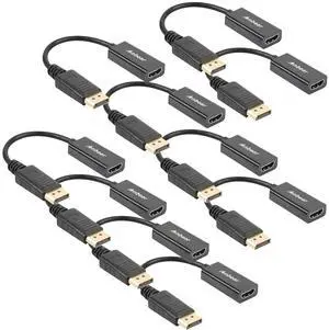 DisplayPort to HDMI Adapter, Display Port to HDMI Cable(Male to Female) for DisplayPort Enabled Desktops and Laptops Connect to HDMI Displays (10Pack, DP)